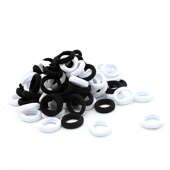 100 Pcs Baby Girls Hair Ties - Small Size Elastic Hair Ties for Baby Girls Infants Toddlers Multicolor Hair Bands Elastic Ponytail Holder (White Black)