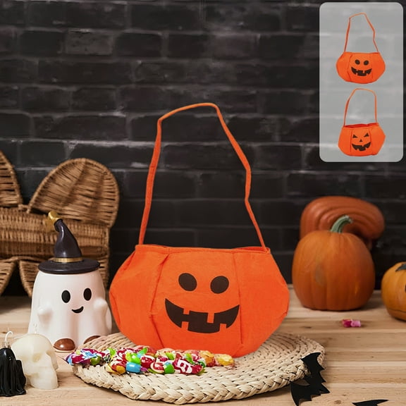 Xuniizn Halloween Bucket Basket Bags, Felts Trick or Treat Bags, Halloween Pumpkin Candy Bags Treat Bags for Kids, Halloween Basket, Halloween Treat Bags, Halloween Bags
