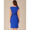 thumbnail image 3 of DARING DIVA Women's Cap Sleeve Boat Neck Pencil Dresses L Royal Blue, 3 of 6