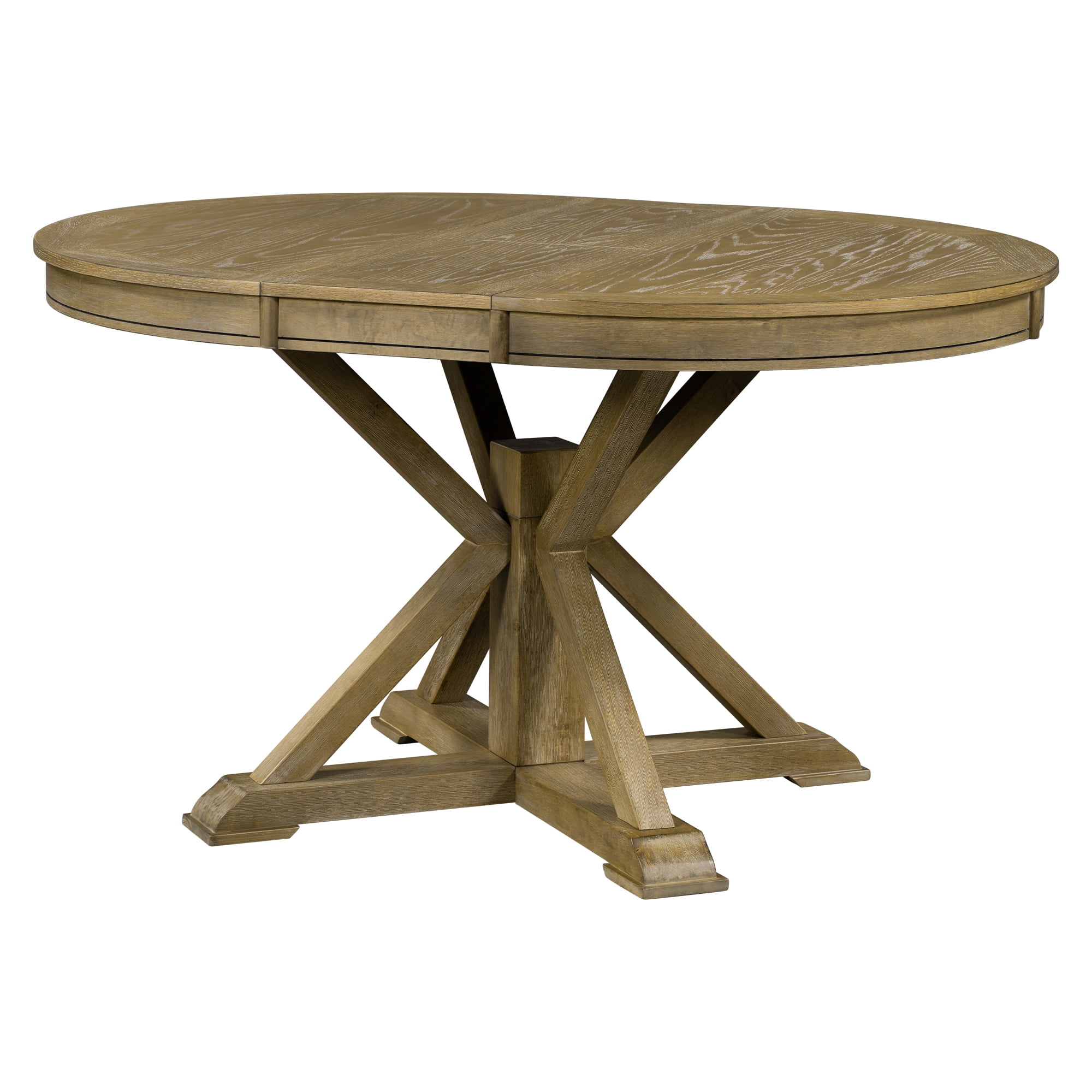 Euroco 42"-54" Extendable Round Dining Table for 4-6, Retro Oval Kitchen Table with Removable Leaves & Storage Shelf for Kitchen Dining Room & Small Apartments,Space Saving,Natural