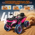 thumbnail image 3 of Joyracer ATV for Kids, 24 Volt Ride on Toys for Toddlers, 800W 4 Wheeler with 2 XL Seater, EVA Tires Power Car Wheels with Remote, Knee Pad, Music, Bluetooth, USB, Pink, 3 of 12