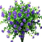 AUCHEN 8Pcs Artificial Fake Flowers, Faux Greenery Shrubs Plants Indoor Outside Hanging Planter Decorating(Purple)