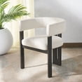 thumbnail image 2 of SAFAVIEH Couture Florabelle Modern Boucle Solid Dining Armchair, Ivory/Dark Brown, 2 of 14