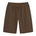 thumbnail image 2 of LEKWK Casual Sweatshorts for Men Athletic Workout Gym Shorts Soft Cotton Blend Elastic Waist with Drawstring And Side Pockets Summer Lounge Running Activewear Brown L, 2 of 3