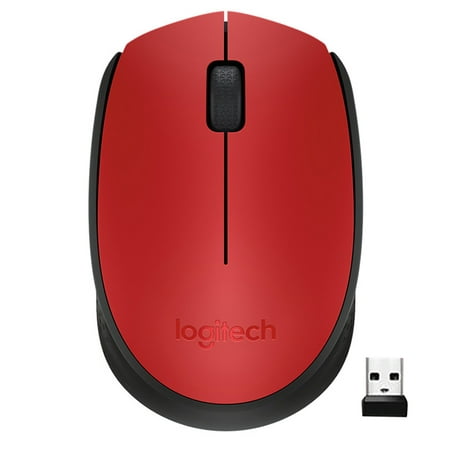 Logitech M170 Wireless Mouse - Optical - Red