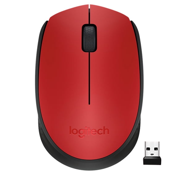 Logitech M170 Wireless Mouse - Optical - Red
