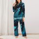 thumbnail image 2 of Fotbe Vintage Blue Pattern Whale Conjunto de Pijama de Manga Larga para Mujer con Estampado, Ropa de Dormir de 2 Piezas, Conjunto de Casa Suave y Cómodo con Bolsillos-Small, 2 of 7