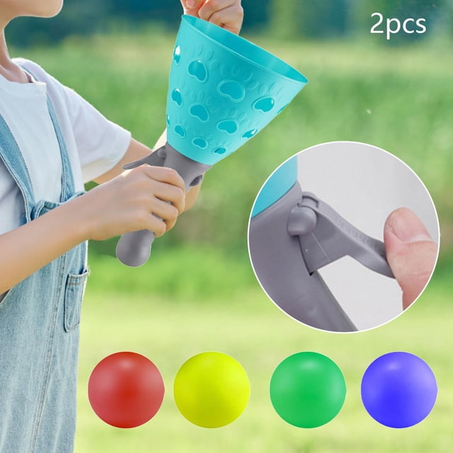 Juego de Captura con 2 Cestas Lanzadoras y 4 Bolas Perfecl Actividades de Juegos en Interiores y Exteriores