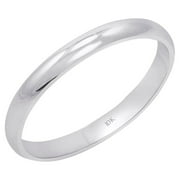 Women's 10K White Gold 2mm Traditional Plain Wedding Band  (Available Ring Sizes 4-10) Sz 10
