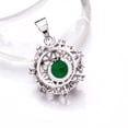 thumbnail image 2 of Emerald - Simulated, CZ 925 Silver Platinum Plated Pendant 1.00" P78632, Emerald Pendant, Gift For Her, Round Pendant, Green Pendant, 2 of 2