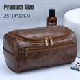 thumbnail image 7 of Portable Large Waterproof Leather Mens Hanging Travel Toiletry Bag, 7 of 7
