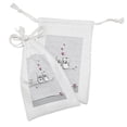 thumbnail image 2 of Owl Fabric Pouch Set of 2, Valentine's Day Themed Birds on a Branch Hand Drawn Hearts on the Background, Small Drawstring Bag for Toiletries Masks and Favors, 9" x 6", Grey Pink, by Ambesonne, 2 of 2