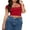 Red, variant on Michellecmm Women Short Sleeve Crop Tops Solid Color U-Neck Casual T-Shirts