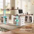 thumbnail image 3 of Standing Desk with 3 Wood Drawers, Farmhouse Computer Desk with Power Outlets & Open Shelves, 63" Height Adjustable Home Office Desk, Stand Up Desk with Storage, White, 3 of 9