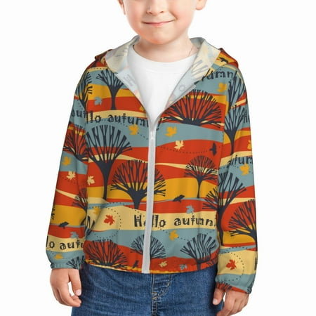 

Sun Hoodie for Kids Vibrant Autumn Forest Hues Long Sleeve Swim Fishing Shirts Sun Protection Zip Up Jacket Clothing Athletic Hoodie