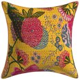 thumbnail image 3 of DK Homewares Ethnic Decorative Accent Throw Pillow Covers 16 x 16 Inch Cotton Kantha Tropicana Boho Square Sofa Cushion Covers (Size - 40x40 cm ; Color: Yellow ) - Set of 5 Pcs (Cover Only), 3 of 4