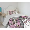 thumbnail image 4 of Ambesonne Dragon Quilted Bedspread Set 2 Pcs, Digital Robotic Cyborg, Twin Size, Yellow Fuchsia Grey, 4 of 6