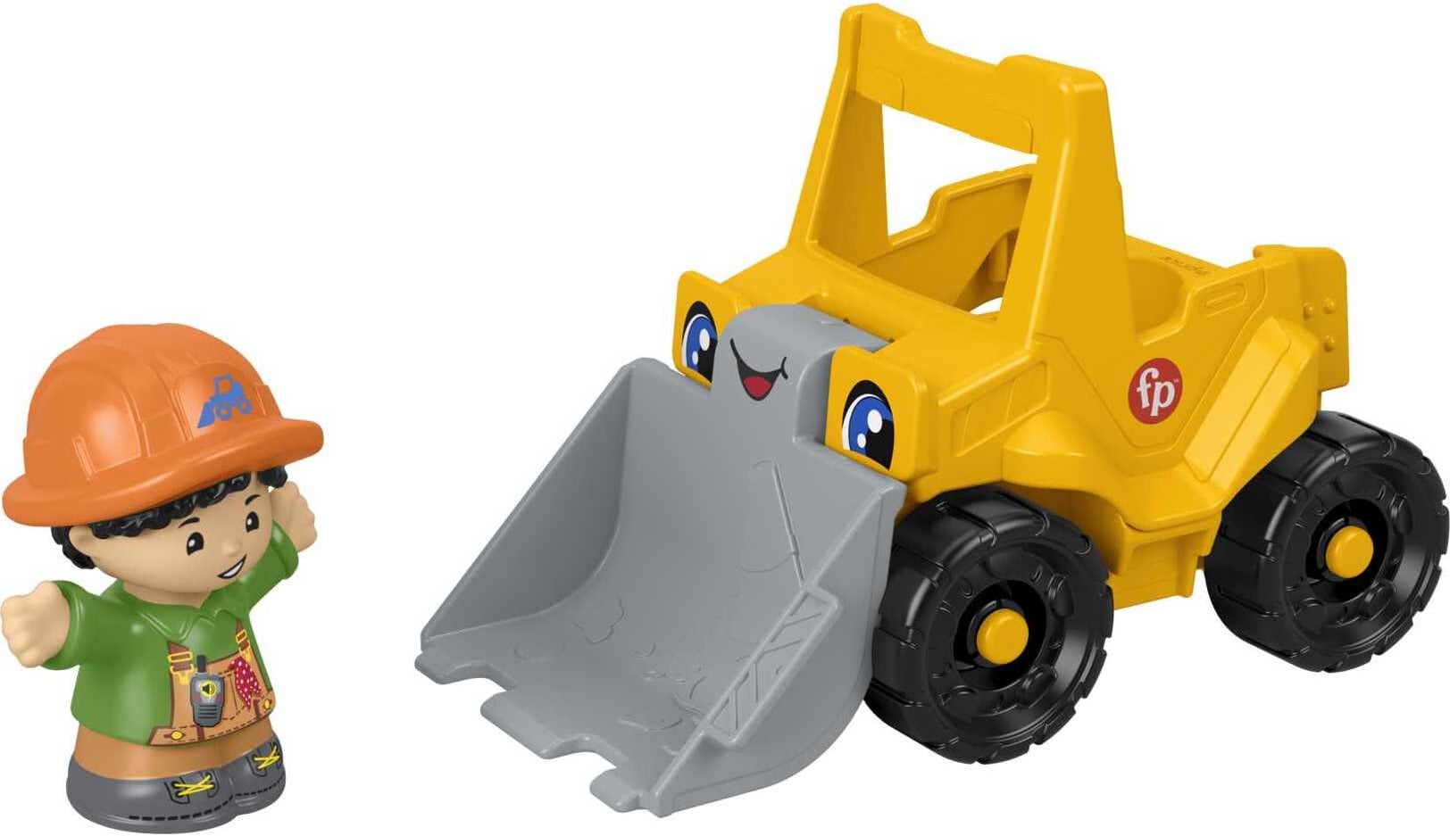 Fisher Price Little People Vehicle construction Yellow Dump Truck grey bin toy 