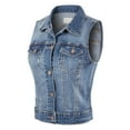 thumbnail image 4 of Made by Olivia Women's Junior Fit Sleeveless Button up Jean Denim Jacket Vest, 4 of 7