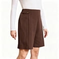 thumbnail image 2 of SwiftWear Women's Summer Casual Dressy Pleated Shorts with Elastic Waistband & Button Front High Waisted Knee Length Shorts for Daily Office, 2 of 7