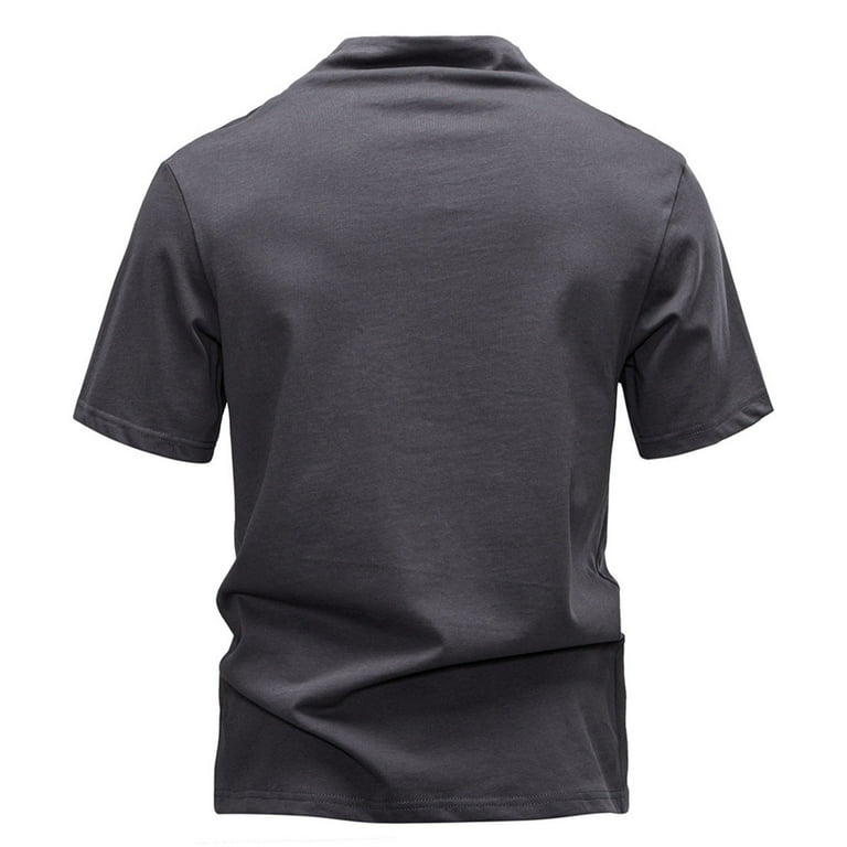 VSSSJ Mens T Shirt Mock Turtleneck Slim Fit Short Sleeve Tee