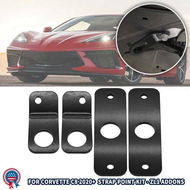 ALLTIMES Front+Rear Strap Point Kit, for Corvette C8 / Z51 2020+, Chrome Moly Steel, Black