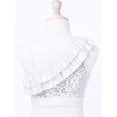 thumbnail image 4 of Mufeng Girls Sequin One Shoulder Ballet Dance Crop Top Modern Jazz Hip Hop Ruffle Cami Tank Tops White 8, 4 of 7