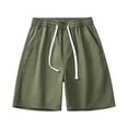 thumbnail image 6 of Mens Cargo Shorts with Pockets Plus Size Elastic Waist Solid Color Summer Casual Pants Outdoor Sports Leisure Work Hiking Workwear Gifts for Men Army Green M, 6 of 10