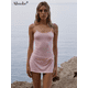 thumbnail image 2 of Absobe Slip Mini Dress Patchwork Cinturón Lazo Ropa de Mujer Vestidos Cortos Delgados Sin Espalda Sólido Noche Falda de Una Pieza Para Mujer, 2 of 5