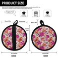 thumbnail image 7 of ZIATUBLES 2 Pieces Pot Holders Oven Mitts 2-in-1 Heat Resistant Hot Mats with Breathable Cotton-Like Liner Non-Slip Quilted Liner Trivets Kitchen 8 Inch Round Decor, Flower Painting, 7 of 7