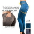 thumbnail image 4 of Leggings Jeans for Women Denim Pants with Pocket Slim Jeggings Fitness PluSize Leggings S-XXL Black/Blue, 4 of 7