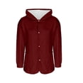 thumbnail image 6 of ClodeEU Women's Fleece Lined Hoodeid Jackets,Button Up Plush Coat With Pockets,Warm Casual Cozy Jackets Wine,Womens Plus S, 6 of 7