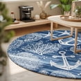 thumbnail image 3 of Round Rugs 3Ft, Navy Blue Anchor Nautical Round Area Rug Washable Indoor Throw Carpet, Coastal Beach Coral Starfish Small Non Slip Circle Rug for Bedroom Living Room Home Decor Aesthetic, 3 of 8