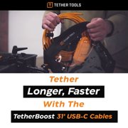Tether Tools TetherBoost Pro USB-C Cable System 31 ft. 9.4m with Core Controller, TetherGuard Extension Lock USB-C to C and Cable Organization Case Large - Orange