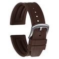 thumbnail image 1 of Correas de Reloj Uxcell 24mm Correa de Caucho de Liberación Rápida Correa Marrón Hebilla Plateada, 1 of 7