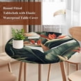 thumbnail image 3 of Tropical Plant Round Tablecloth 55-60 Inch Round Fitted Table Cloth with Elastic Edge, Summer Botanical Leaves Floral Country Waterproof Table Cover Protector for Outdoor Picnic Party Dining, 3 of 6