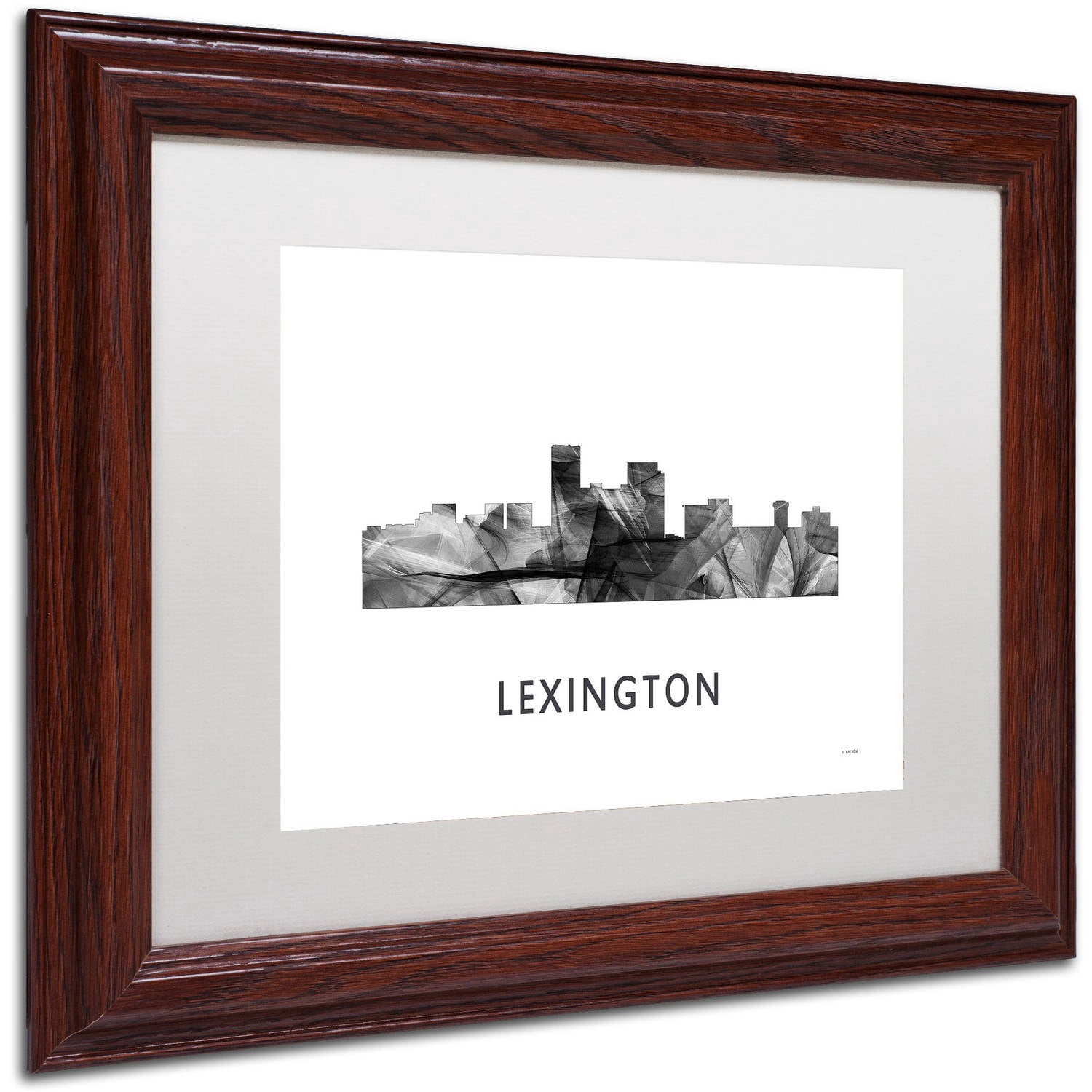 Trademark Fine Art 'Lexington Kentucky Skyline WB-BW' Canvas Art by Marlene Watson, White Matte, Wood Frame