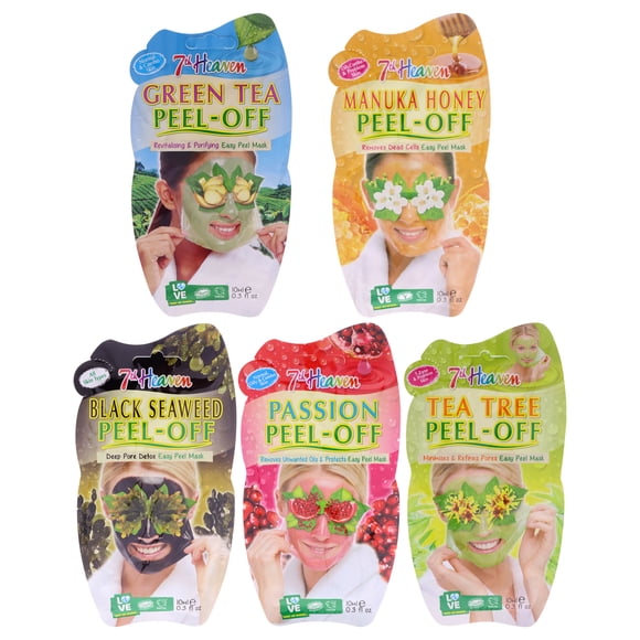 Set de mascarillas faciales exfoliantes 7th Heaven para mujer, 5 piezas