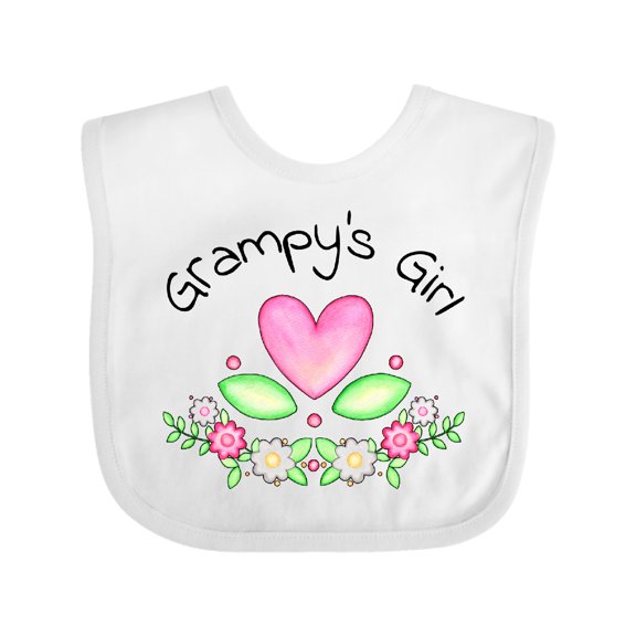 Inktastic Grampy's Girl Heart Flowers Girls Baby Bib