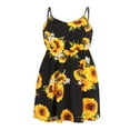 thumbnail image 4 of Robes Imprimées Tournesol Maman et Moi Bretelles Épaules Robe Maxi Sans Manches Tenues Assorties Noir Femmes TG, 4 of 7