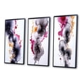 thumbnail image 3 of Designart "Fluidity Delicate Magenta and Gold Ink Clouds V" Abstract Painting Framed Wall Art Set Of 3 - Blue Modern Frame Canvas Set For Living Room Decor, 3 of 6