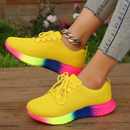 

NAYUKA Low Top Lace Up Round Toe Casual Shoes Women Sport Running Shoe Round Toe Comfortable Women‘s Breathable Mesh Sneakers