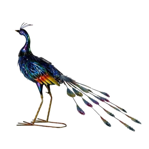 Outdoor Peacock Garden Statue Decoration 23" Tall Blue and Gree
