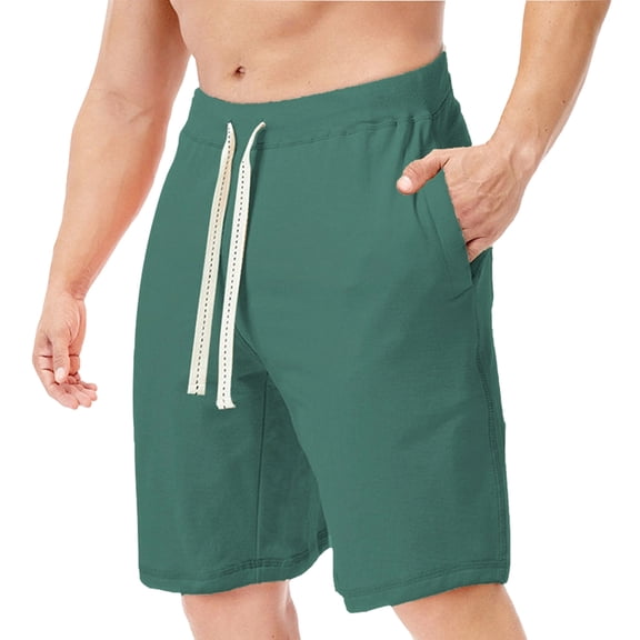 Nestiefly Men's Athletic Gym Shorts, Wide Leg Pleated Baggy Sweat Shorts with Side Pockets for Running Workout Basketball Yoga Casual Dark Green M