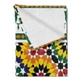 thumbnail image 2 of Moroccan Soft Flannel Fleece Throw Blanket, Vibrant Old Fashion Indie Pattern with Eastern Influences Print, Cozy Plush for Indoor and Outdoor Use, 60" x 80", Green Yellow, by Ambesonne, 2 of 5