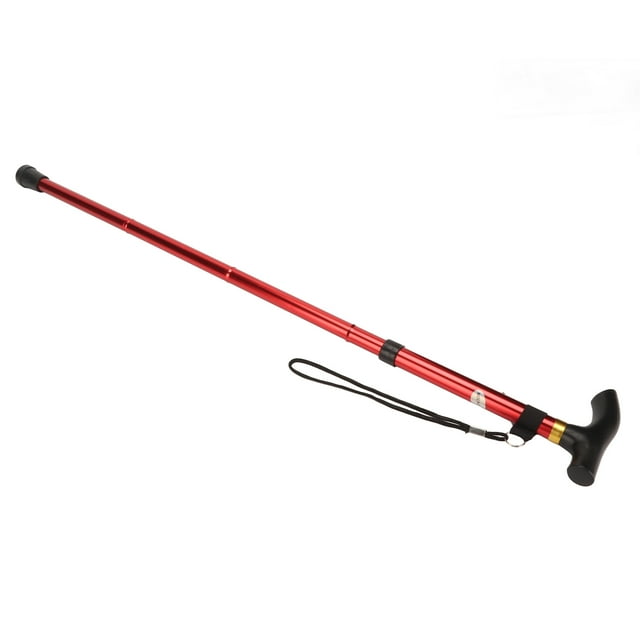 Béquille Pliable pour Adulte, Canne de Marche Ergonomique en Alliage d'Aluminium et Caoutchouc à 5 Sections, Haute Résistance à la Friction, Portable pour Aînés pour Plein Air pour Randonnée Noir,Bleu,Rouge