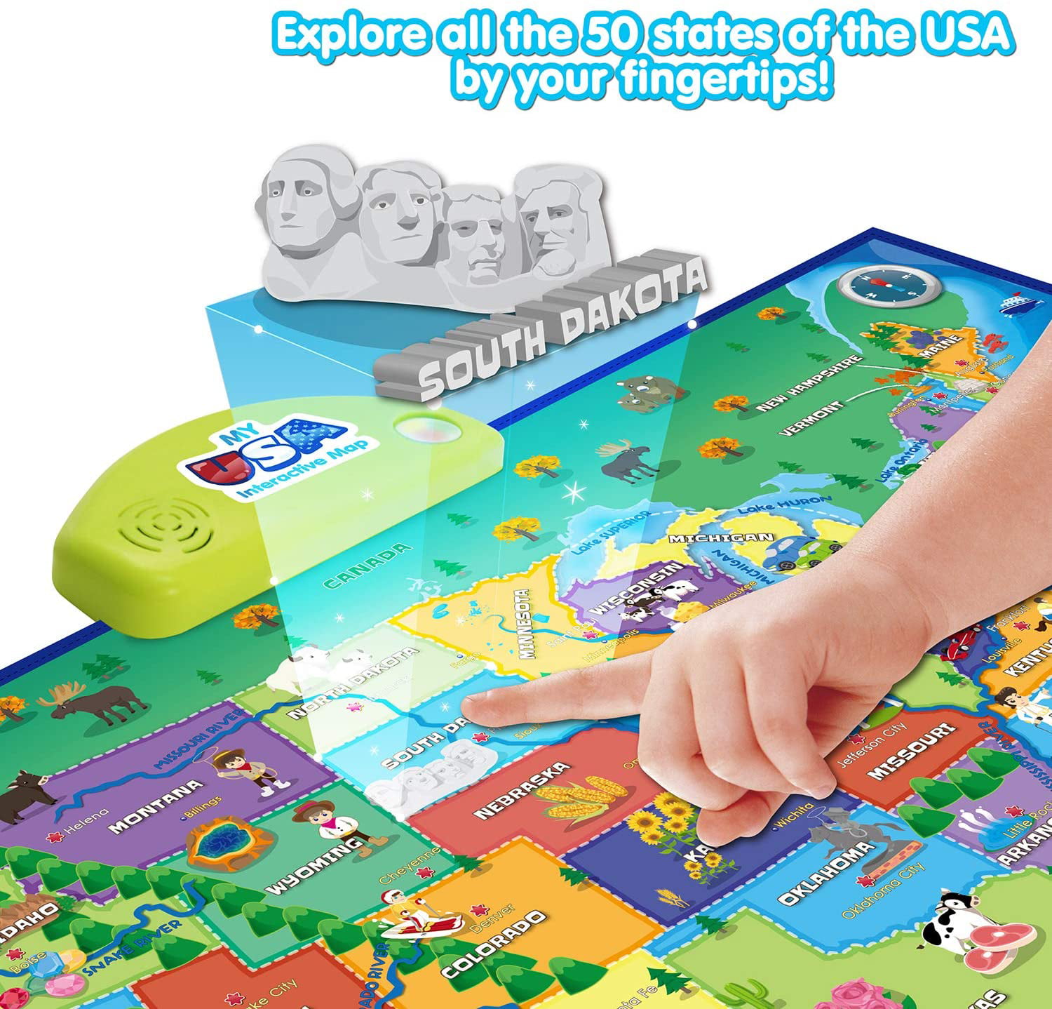 i-Poster My USA Interactive Map - Educational Talking Toy for Kids of Ages  5 to 12 Years