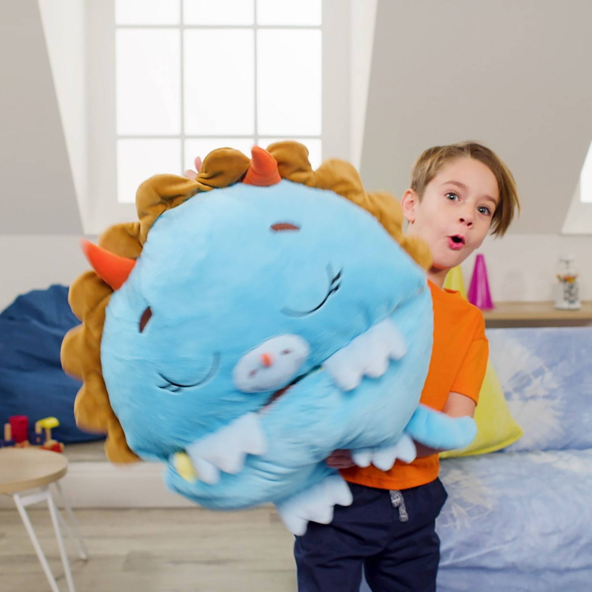 Happy Nappers: Pillow & Sleepy Sack: Medium - Triceratops Timmy - 54 x 20", 2-In-1: Plush Dinosaur Opens Into Sleeping Bag, Soft, Play & Nap, Kids 3+