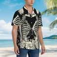 thumbnail image 3 of Gukieu Skeletons Love Flowers Print Men's Short-sleeved Shirts, Button-down Lapel Hawaiian Shirts, T-shirts, Beach Vacation Summer Casual Wear,X-Large, 3 of 7