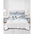 thumbnail image 2 of Quilt King Size Bedding Set, Blue Tulip Eucalyptus Reversible Summer Quilt 3 Pieces, Spring Summer Botanical Floral Chic Lightweight Bedspreads Coverlets with 2 Pillow Shams for All Seasons, 2 of 5